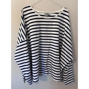 Asos womens size 24 navy blue and white stripped sailor style long sleeve shirt